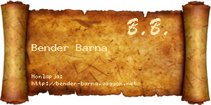 Bender Barna névjegykártya